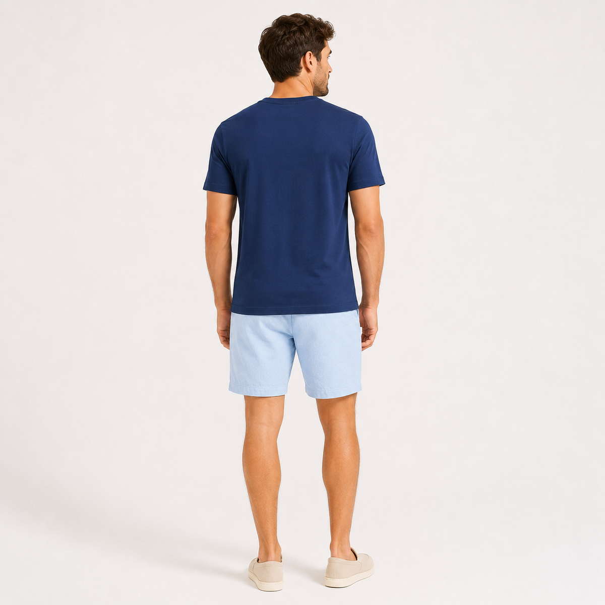 Conjunto Camiseta + Short Linho Betini's - Azul Marinho + Azul Bebê