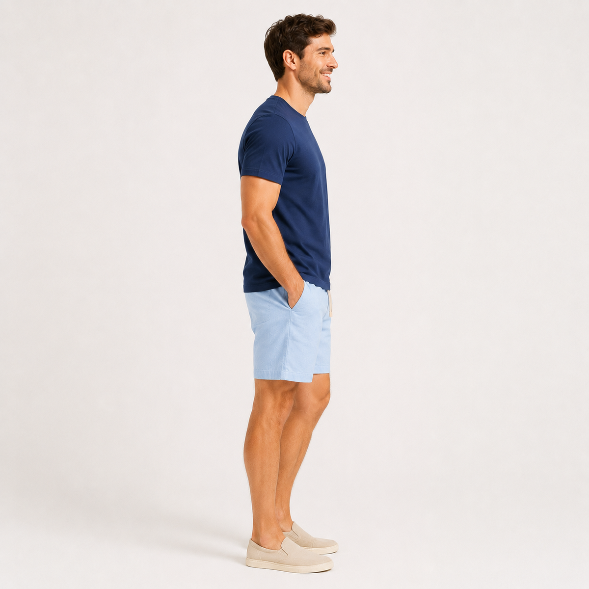 Conjunto Camiseta + Short Linho Betini's - Azul Marinho + Azul Bebê