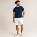 Conjunto Camiseta + Short Linho Betini's - Azul Marinho + Branco