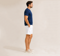 Conjunto Camiseta + Short Linho Betini's - Azul Marinho + Branco