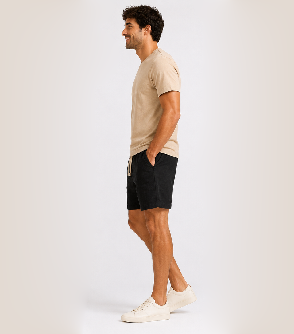 Conjunto Camiseta + Short Linho Betini's - Bege + Preto