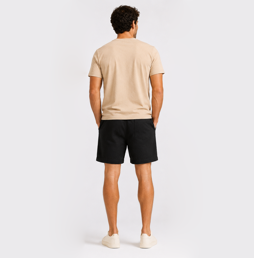 Conjunto Camiseta + Short Linho Betini's - Bege + Preto