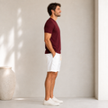 Conjunto Camiseta + Short Linho Betini's - Bordô + Branco