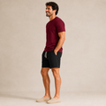 Conjunto Camiseta + Short Linho Betini's - Bordô + Preto