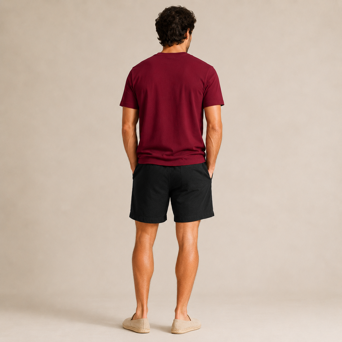 Conjunto Camiseta + Short Linho Betini's - Bordô + Preto