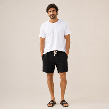 Conjunto Camiseta + Short Linho Betini's - Branco + Preto