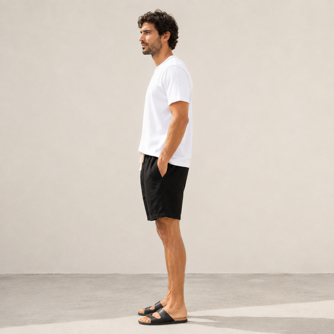 Conjunto Camiseta + Short Linho Betini's - Branco + Preto