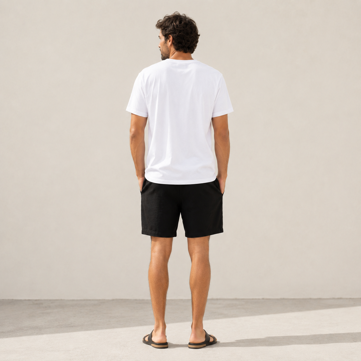 Conjunto Camiseta + Short Linho Betini's - Branco + Preto