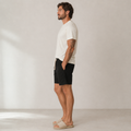 Conjunto Camiseta + Short Linho Betini's - Off + Preto