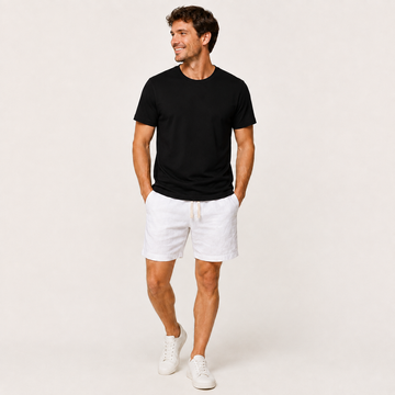 Conjunto Camiseta + Short Linho Betini's - Preto + Branco