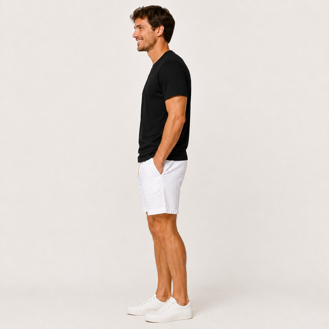 Conjunto Camiseta + Short Linho Betini's - Preto + Branco