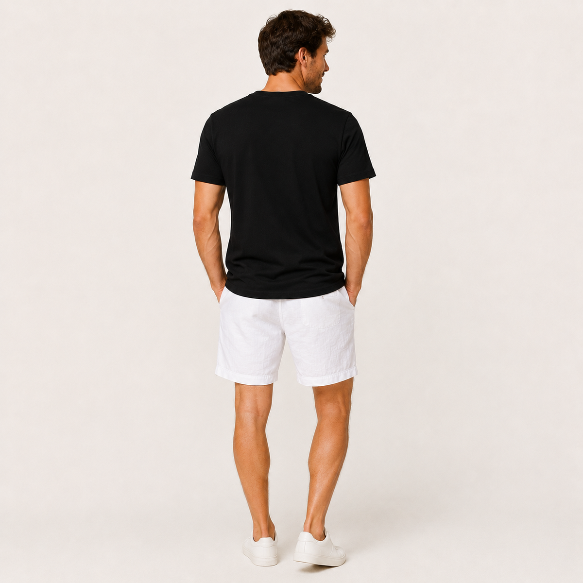 Conjunto Camiseta + Short Linho Betini's - Preto + Branco