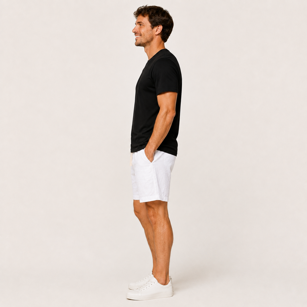 Conjunto Camiseta + Short Linho Betini's - Preto + Branco