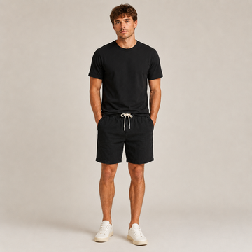 Conjunto Camiseta + Short Linho Betini's - Preto + Preto