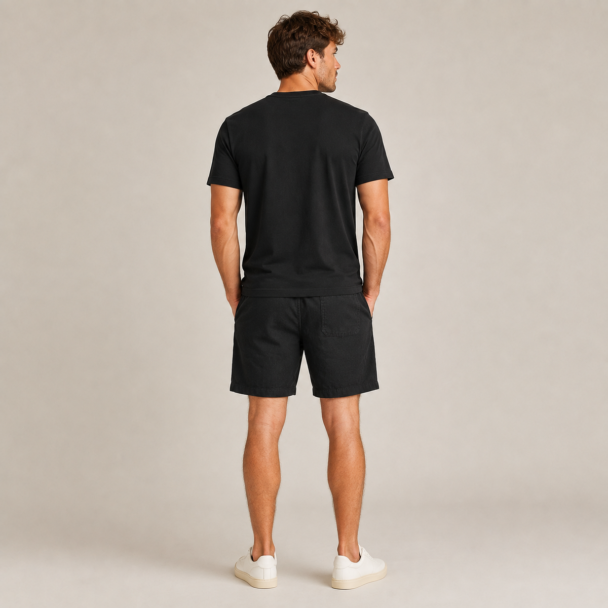 Conjunto Camiseta + Short Linho Betini's - Preto + Preto